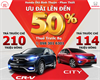 Honda City - Honda CR-V Giảm Lên Đến 50% Thuế Trước Bạ 